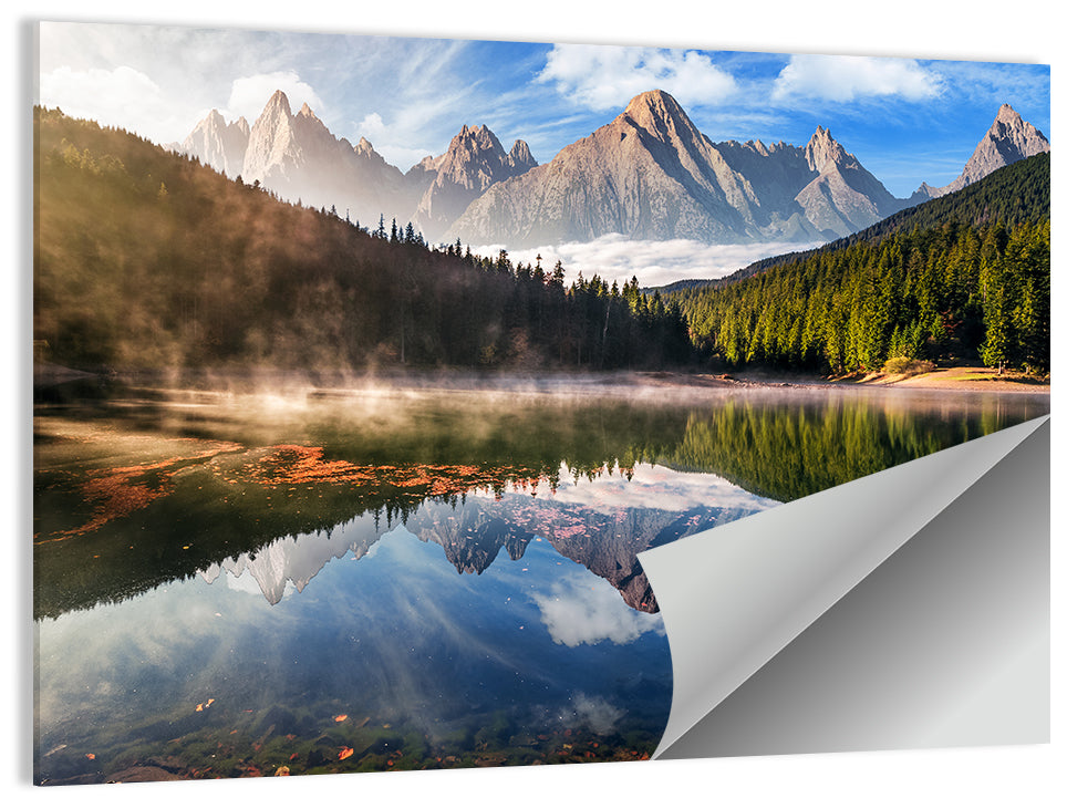 Morning Mist Mountain Lake Wall Art