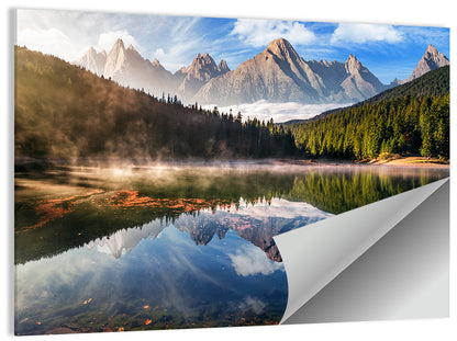 Morning Mist Mountain Lake Wall Art