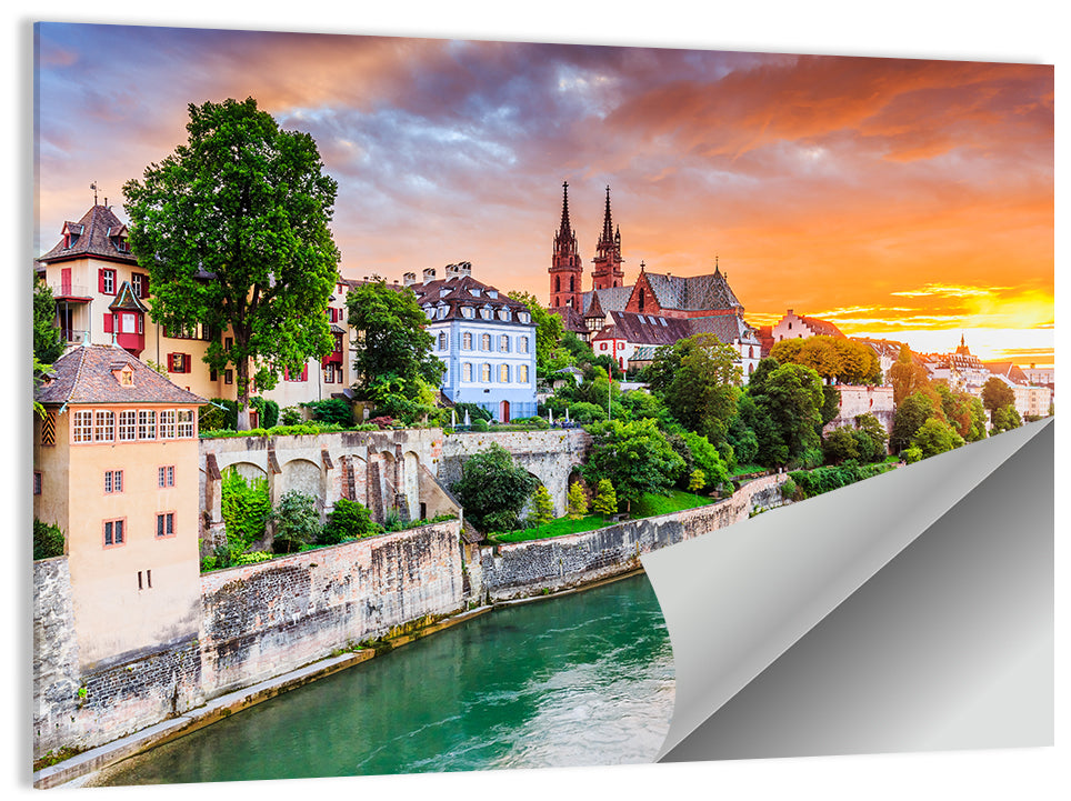 Basel Old Town at Sunset Wall Art