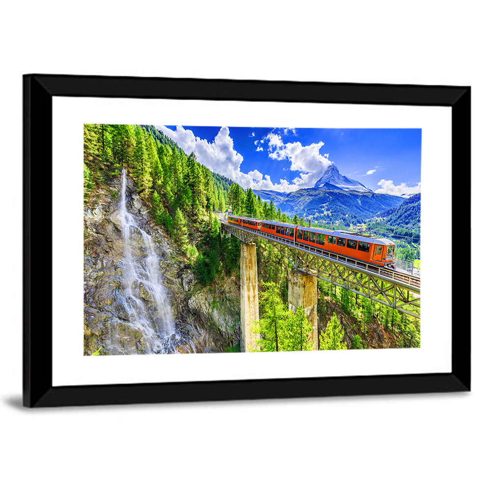Gornergrat Tourist Train Wall Art, framed print, landscape