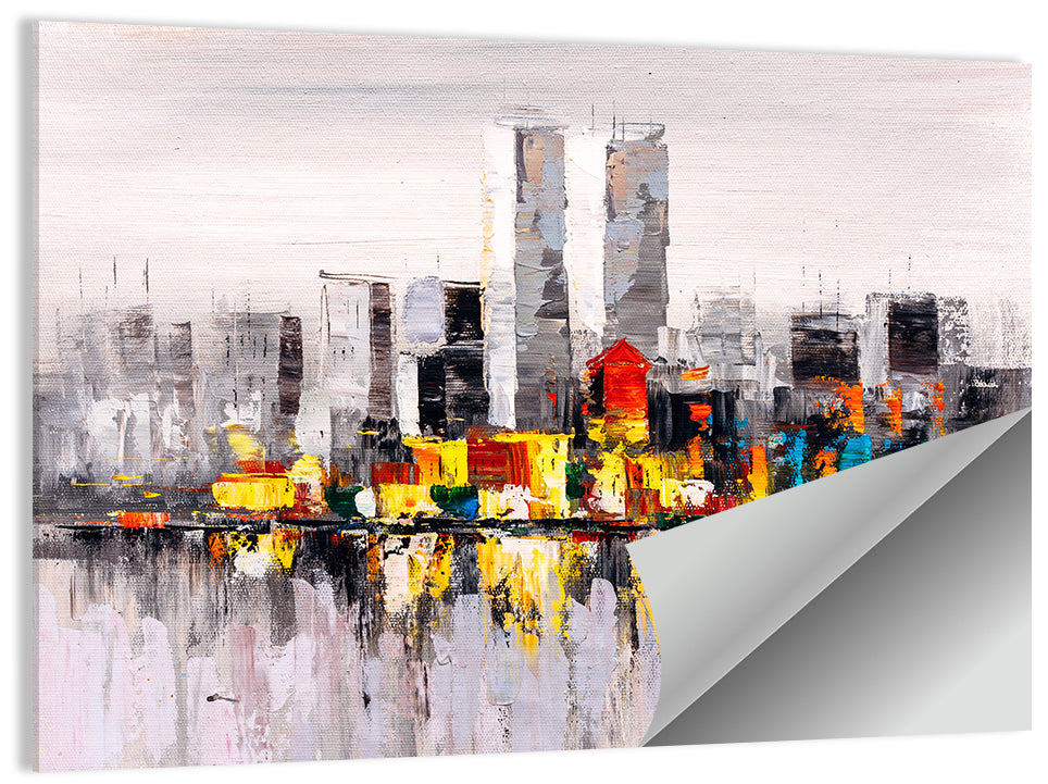Abstract Skyline with Water Reflection Wall Art