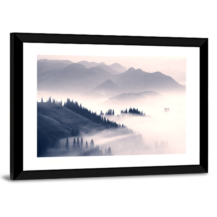 Carpathian Morning Mist Wall Art as a framed print