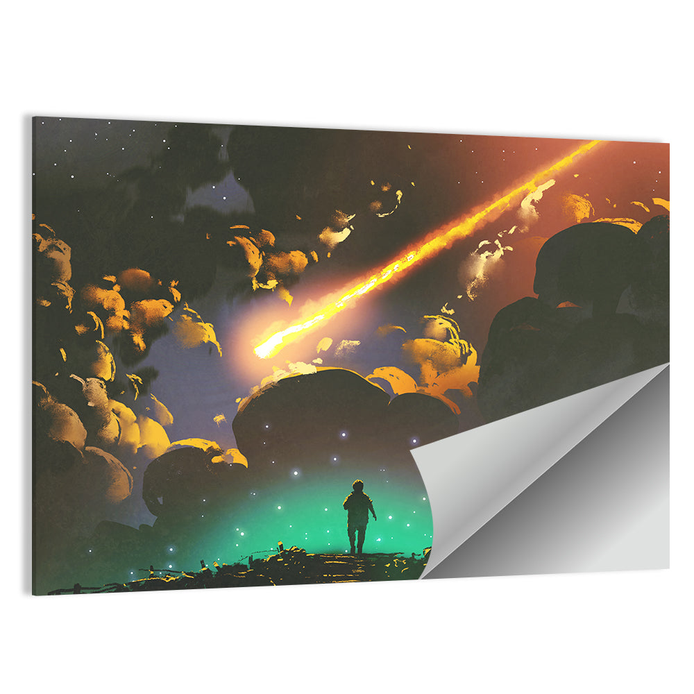 Meteor In Colorful Sky Wall Art