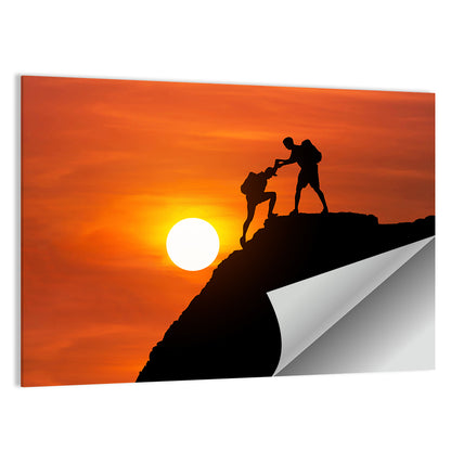 Mountaineer Silhouette at Sunset Wall Art