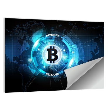 Futuristic Bitcoin Globe Wall Art