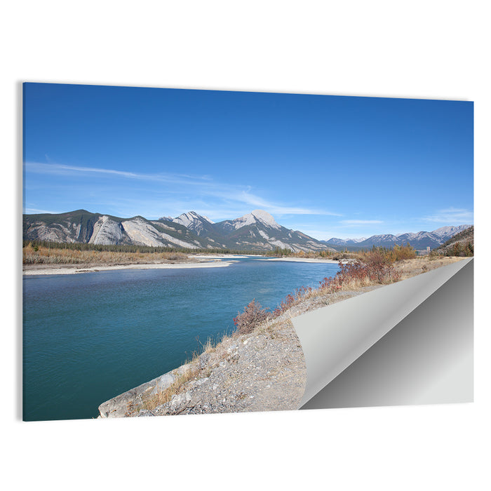 Mount Aeolus Over Athabasca Riverbank Wall Art as a poster print