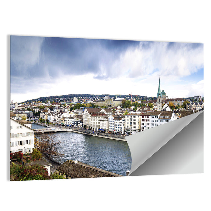 Limmat River at Fraumünster, Zurich Wall Art as a poster print