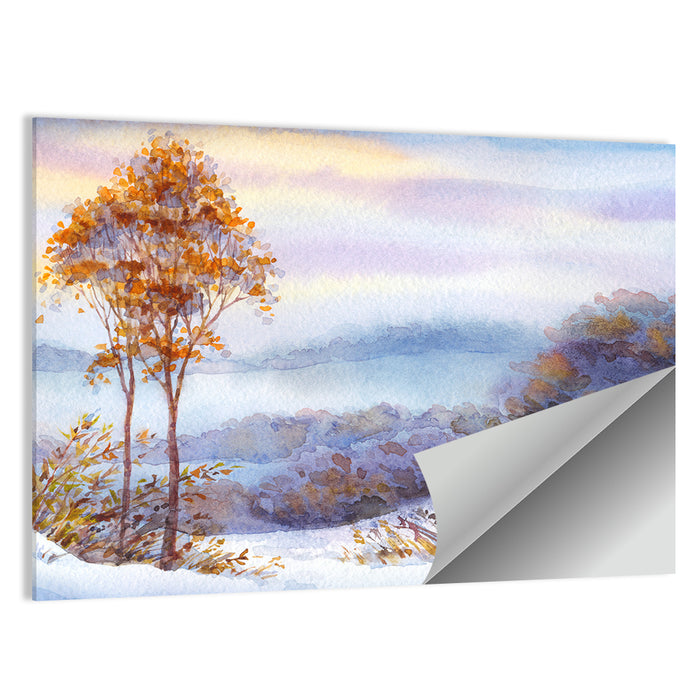 Misty Snow Valley Wall Art as a poster print