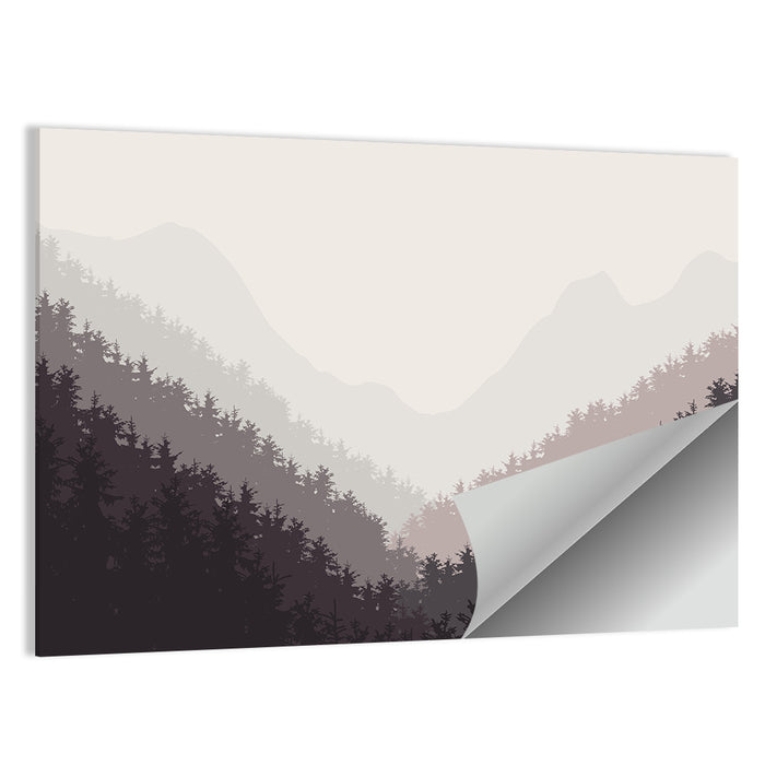 Misty Mountain Valley Illustration Wall Art as a poster print