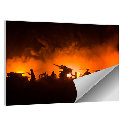 Nighttime Battlefield Silhouette Wall Art