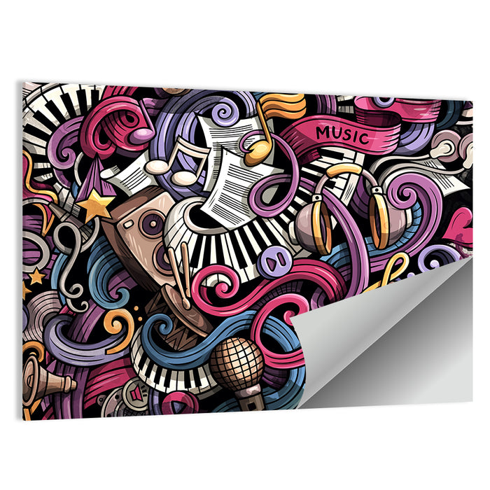 Music Doodle Illustration Wall Art as a poster print
