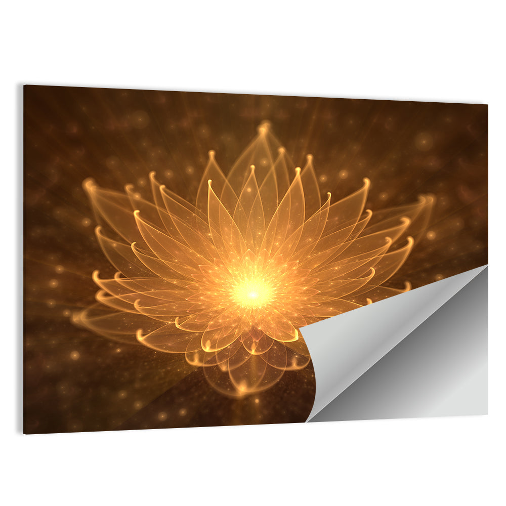 Golden Lotus Illustration Wall Art