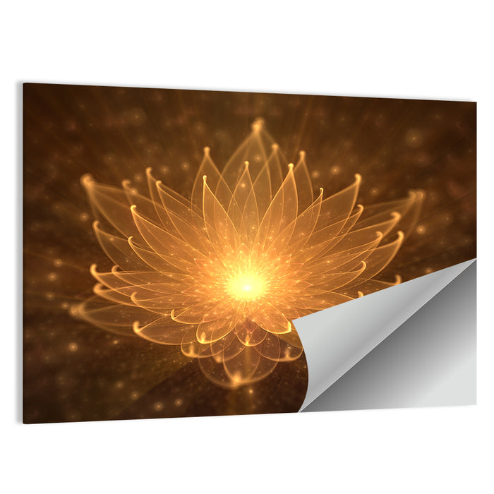 Golden Lotus Illustration Wall Art as a poster print