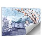 Countryside Winter Lantern Illustration Wall Art