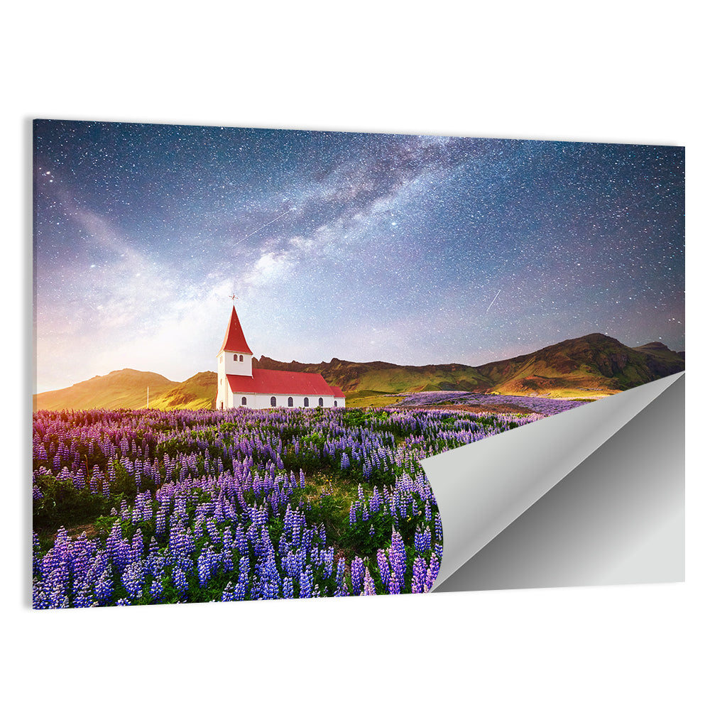 Vik I Myrdal Church Under Milky Way Wall Art