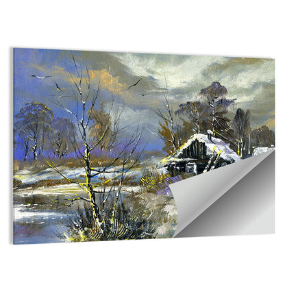 Winter Rural House Wall Art