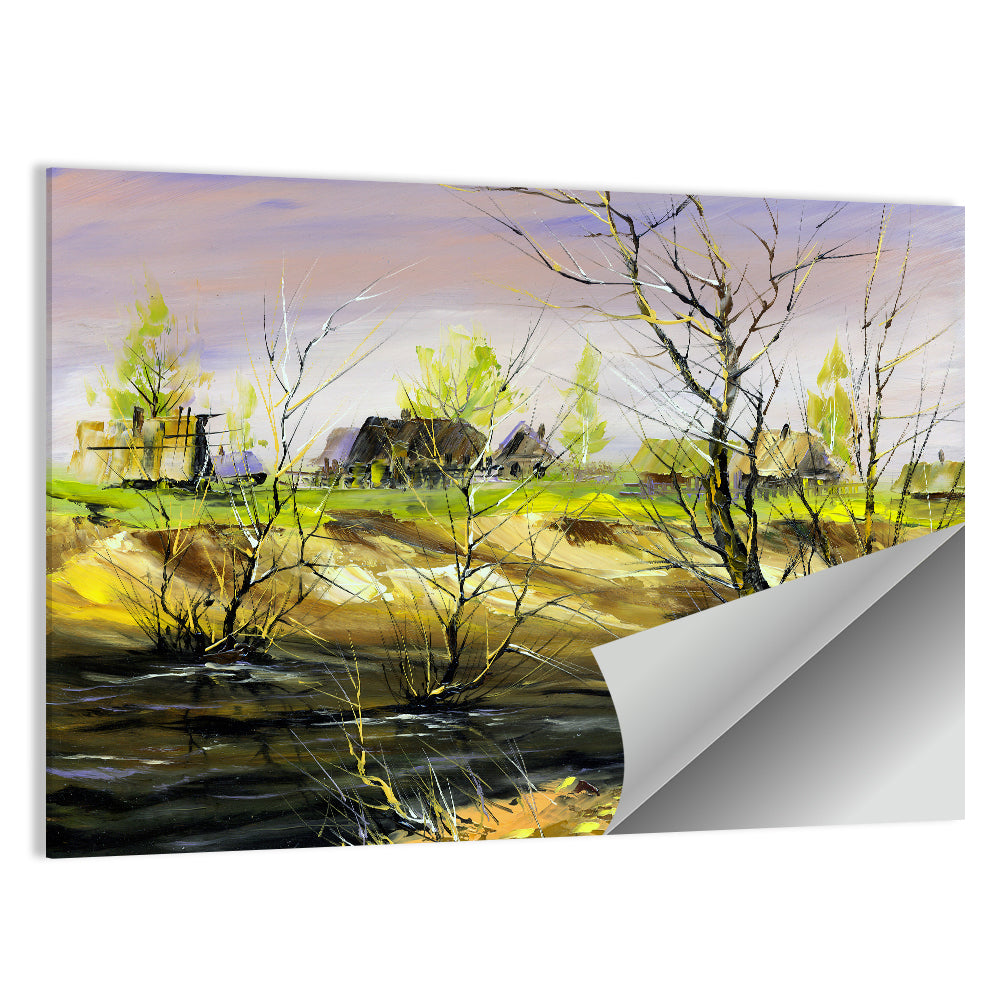 Riverside Summer Village Wall Art