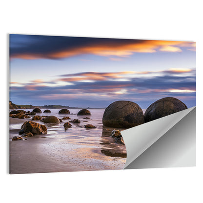 Moeraki Boulders at Sunset Wall Art