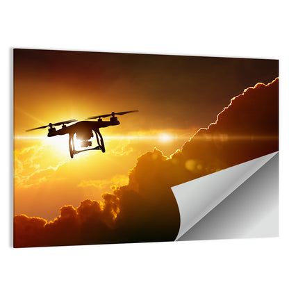 Drone Silhouette at Sunset Wall Art