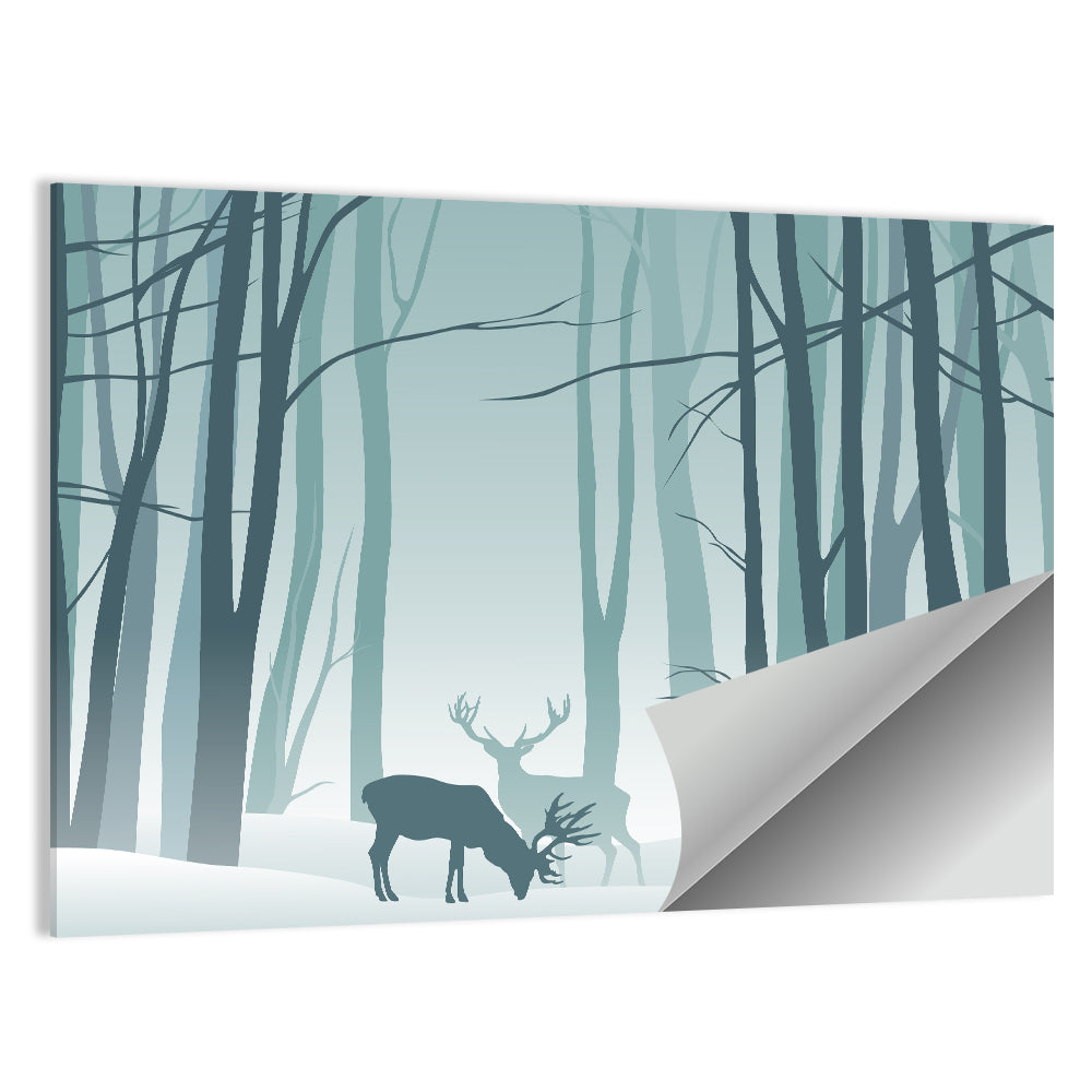 Winter Deer Silhouette Wall Art