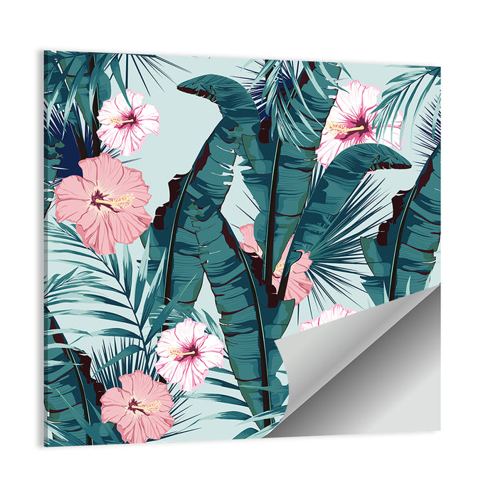 Tropical Hibiscus Pattern Wall Art as a poster print