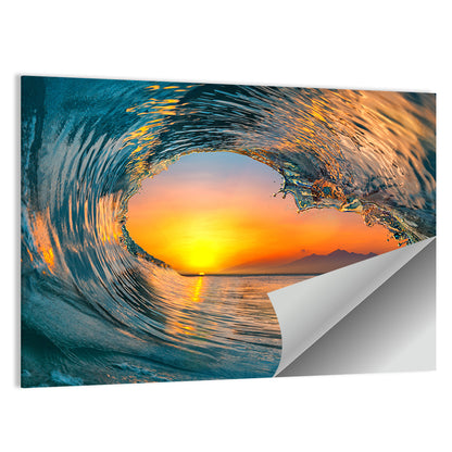Cresting Wave Tunnel at Sunset Wall Art