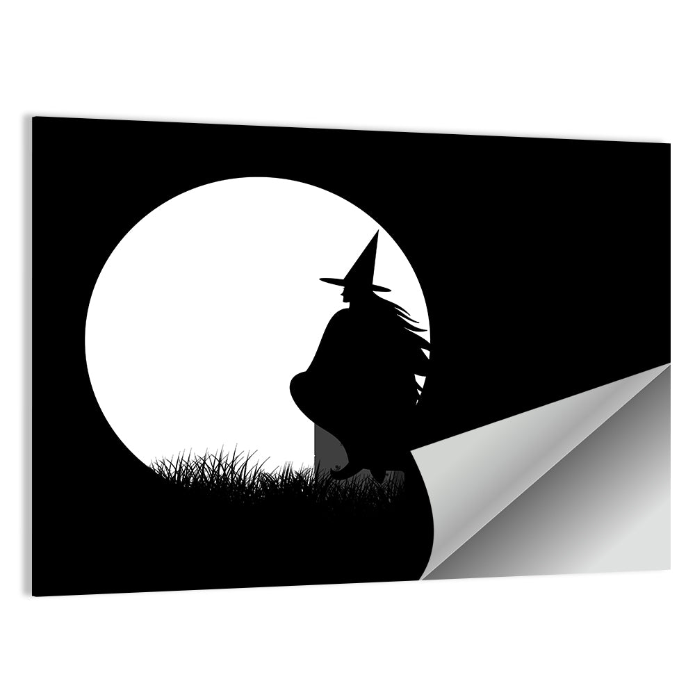 Witch and Moon Silhouette Wall Art