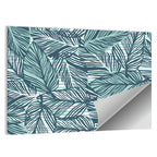 Striped Blue Palm Leaves Pattern Wall Art
