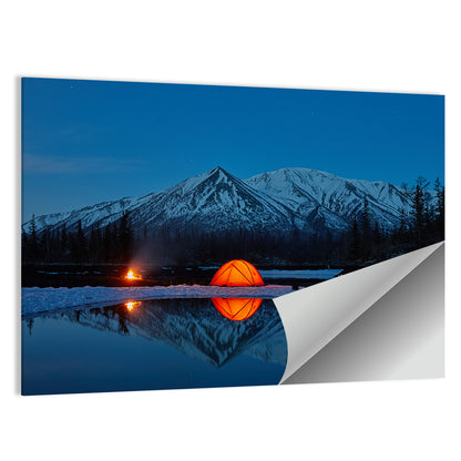 Glowing Tent at Mountain Lake Wall Art