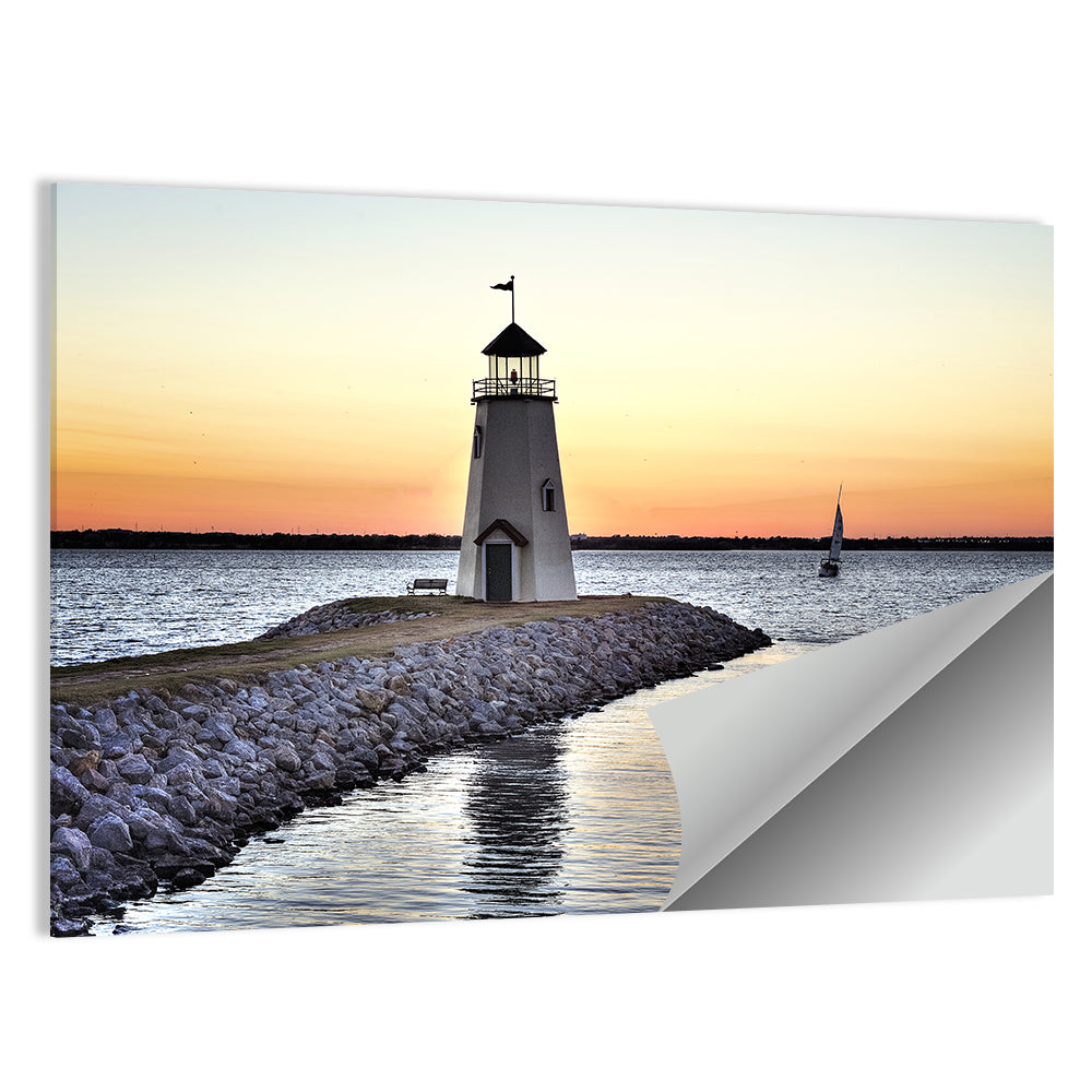 Lake Hefner Lighthouse Sunset Wall Art