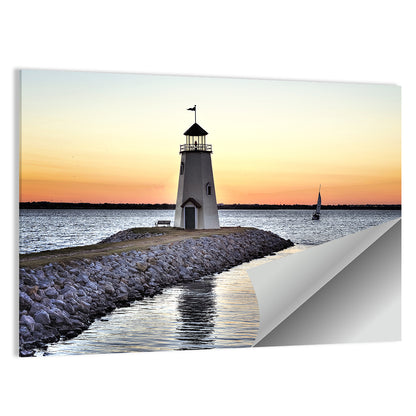 Lake Hefner Lighthouse Sunset Wall Art