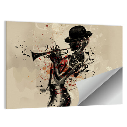 Grunge Trumpeter Silhouette Wall Art