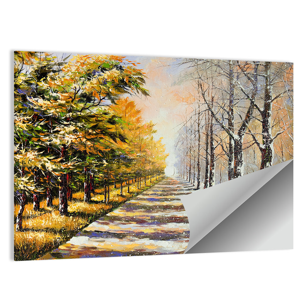 Autumn to Winter Forest Path Wall Art
