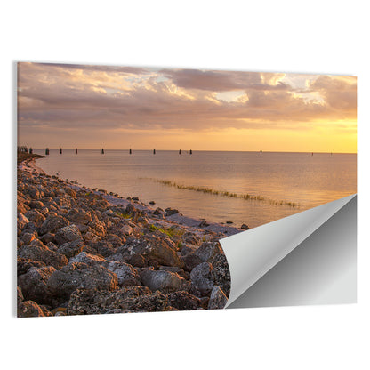 Lake Okeechobee Rocky Shore Sunset Wall Art