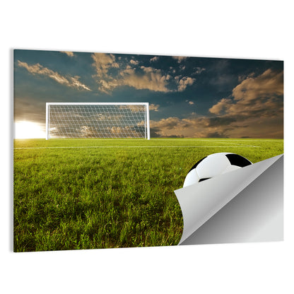 Soccer Ball at Goal, Golden Hour Wall Art