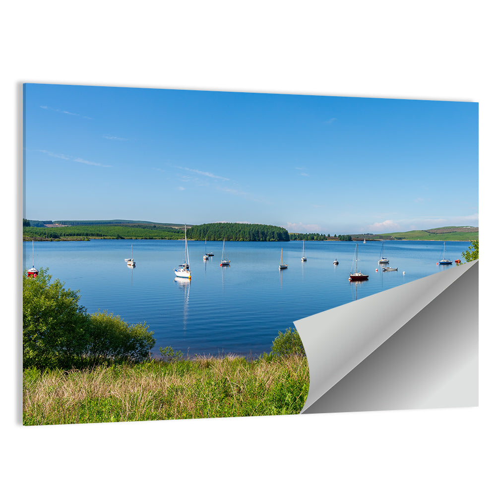 Anchored Sailboats at Llyn Brenig Wall Art