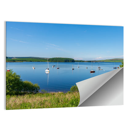 Anchored Sailboats at Llyn Brenig Wall Art