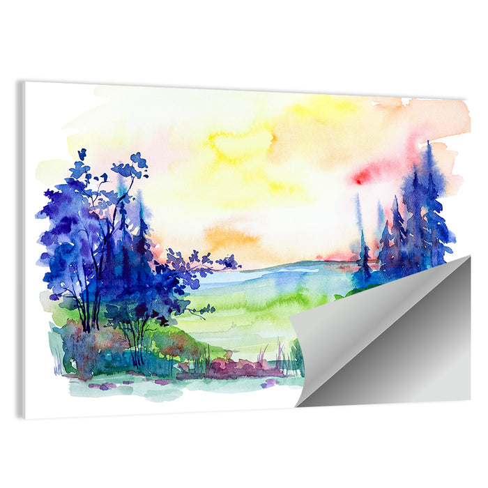Sunrise Over Summer Forest Wall Art as a poster print