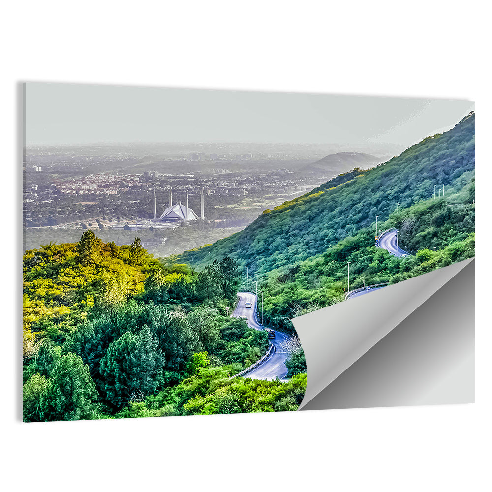 Faisal Mosque from Margalla Hills Wall Art