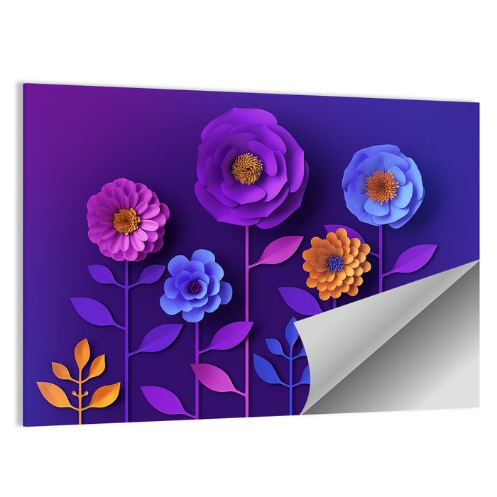 Layered Paper Bloom Illustration Wall Art as a poster print