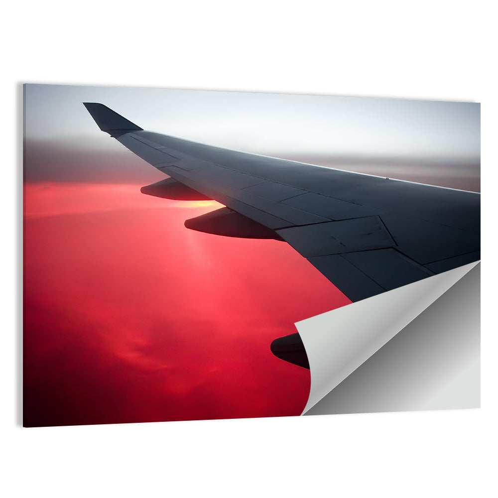 Angled Airplane Wing at Sunset Wall Art