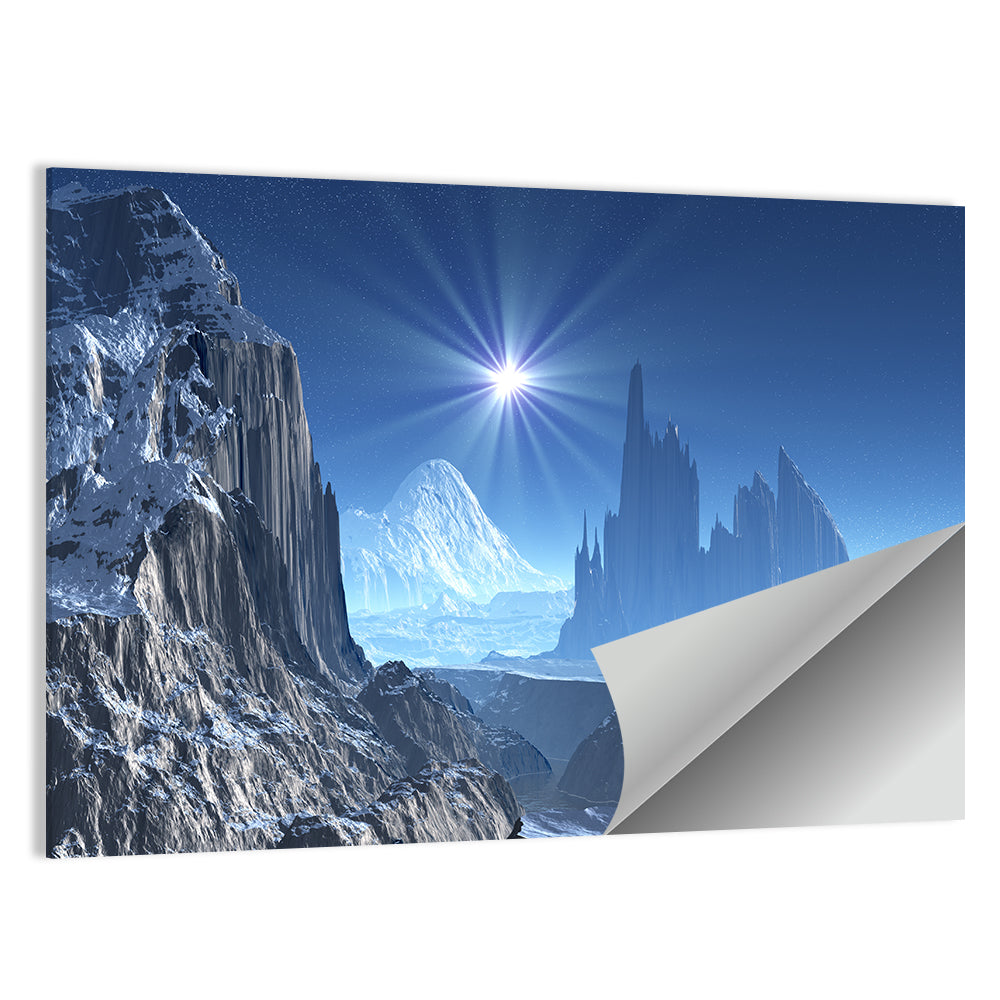 Nightfall on Frozen Alien World Wall Art