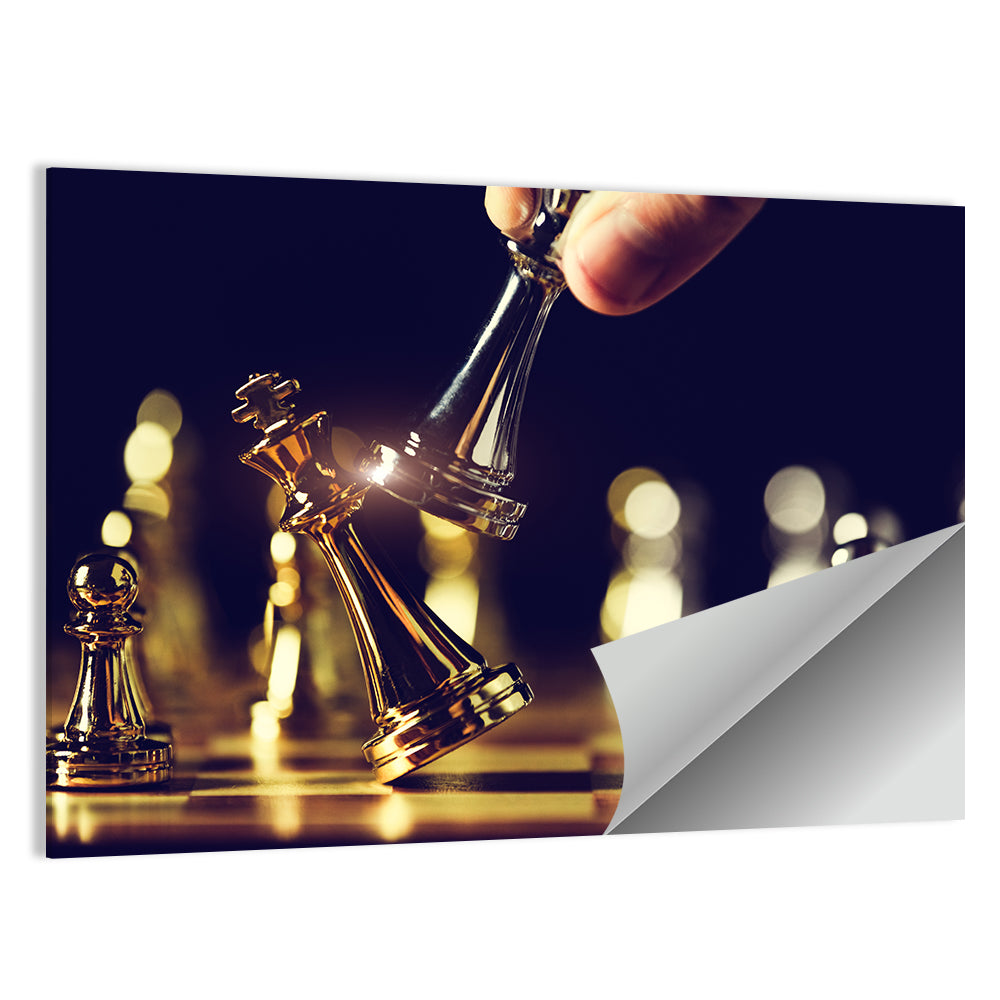 Gold and Silver Chess Closeup Wall Art