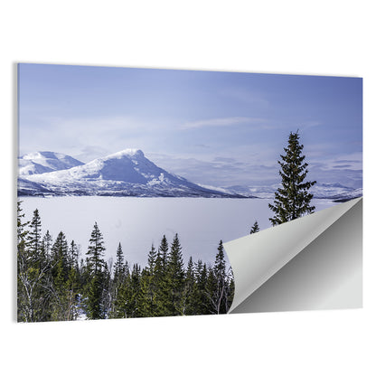 Scandinavian Mountain Range with Frozen Lake Wall Art