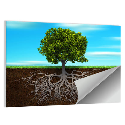 Tree Roots Cross-section Illustration Wall Art