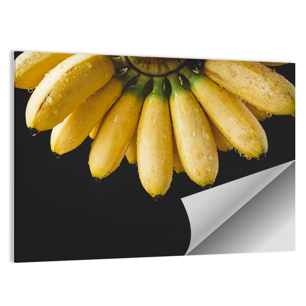 Banana Bunch with Water Droplets Wall Art
