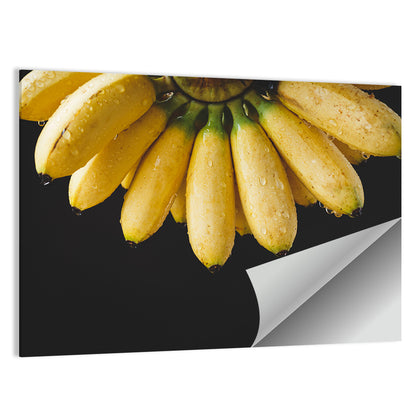 Banana Bunch with Water Droplets Wall Art
