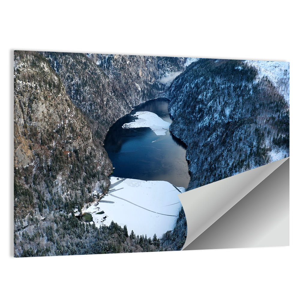 Toplitz Lake Winter Aerial Wall Art