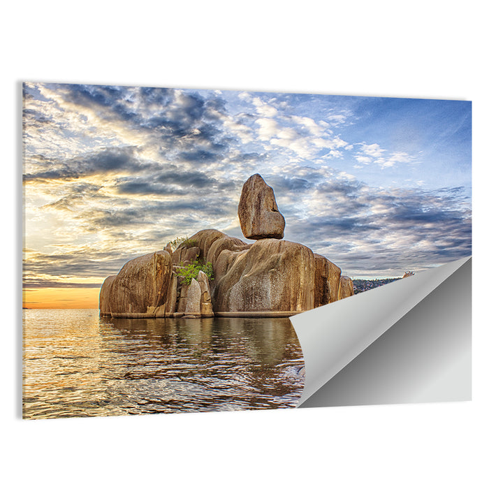 Bismarck Rock at Golden Hour Wall Art as a poster print