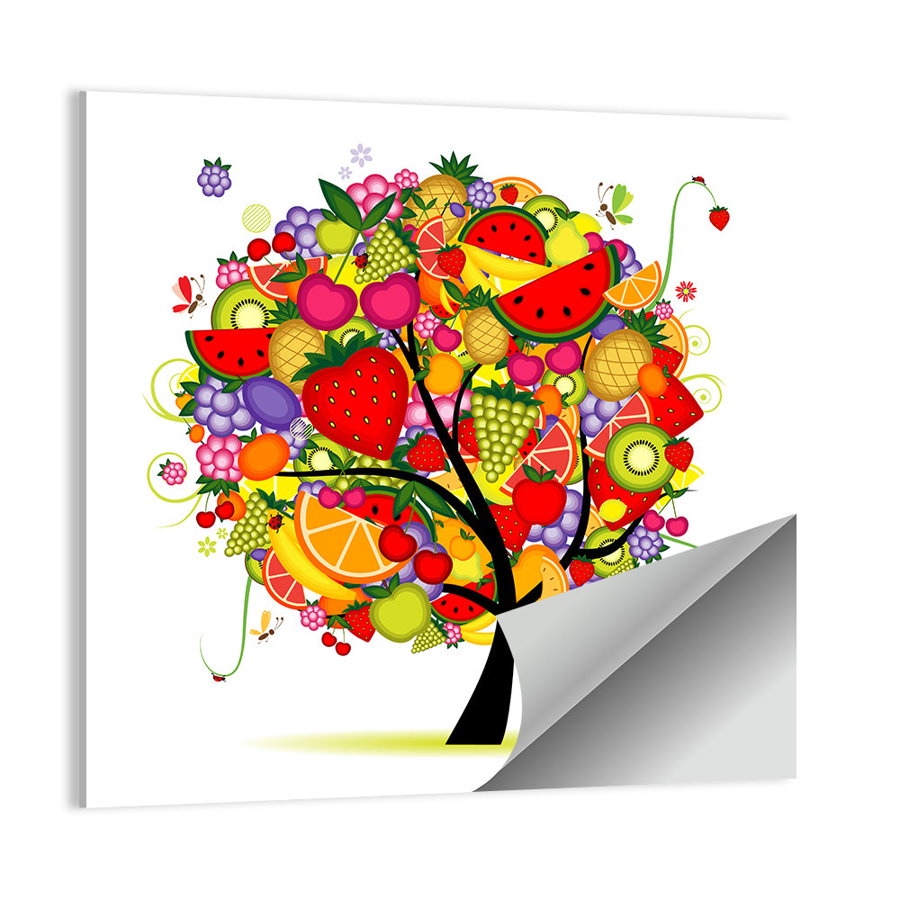 Vibrant Fruit Tree Illustration Wall Art